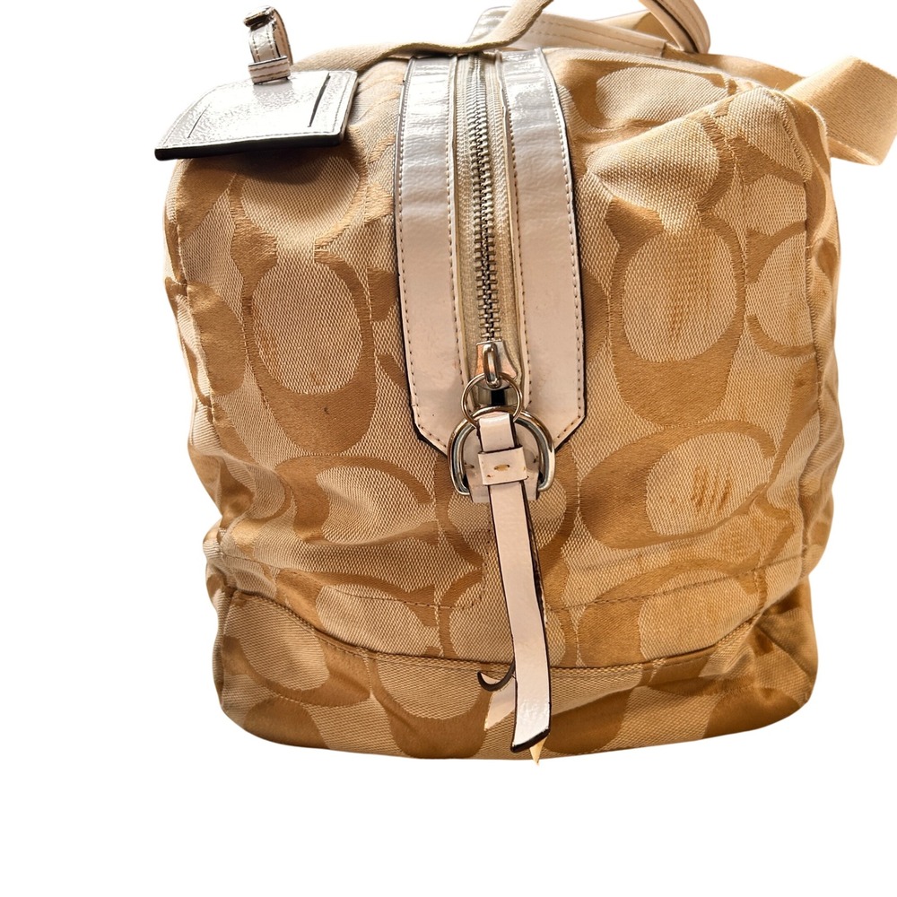 Coach Duffle Bag Large Gold Khaki Signature Jacquard Weekender Travel Bag - Picture 7 of 16